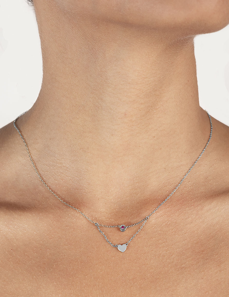 Collar de corazón de oro blanco 14 K 2