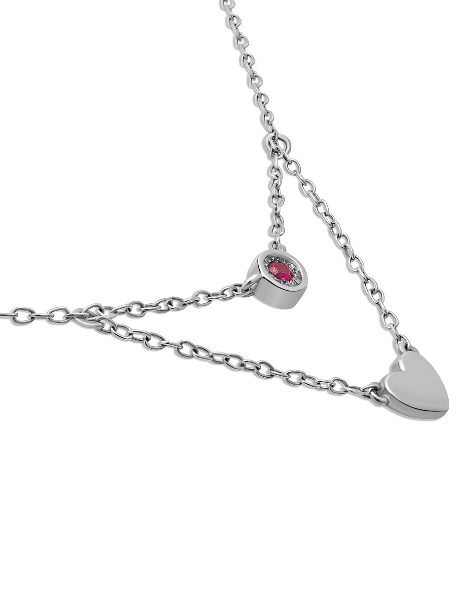Collar de corazón de oro blanco 14 K 3
