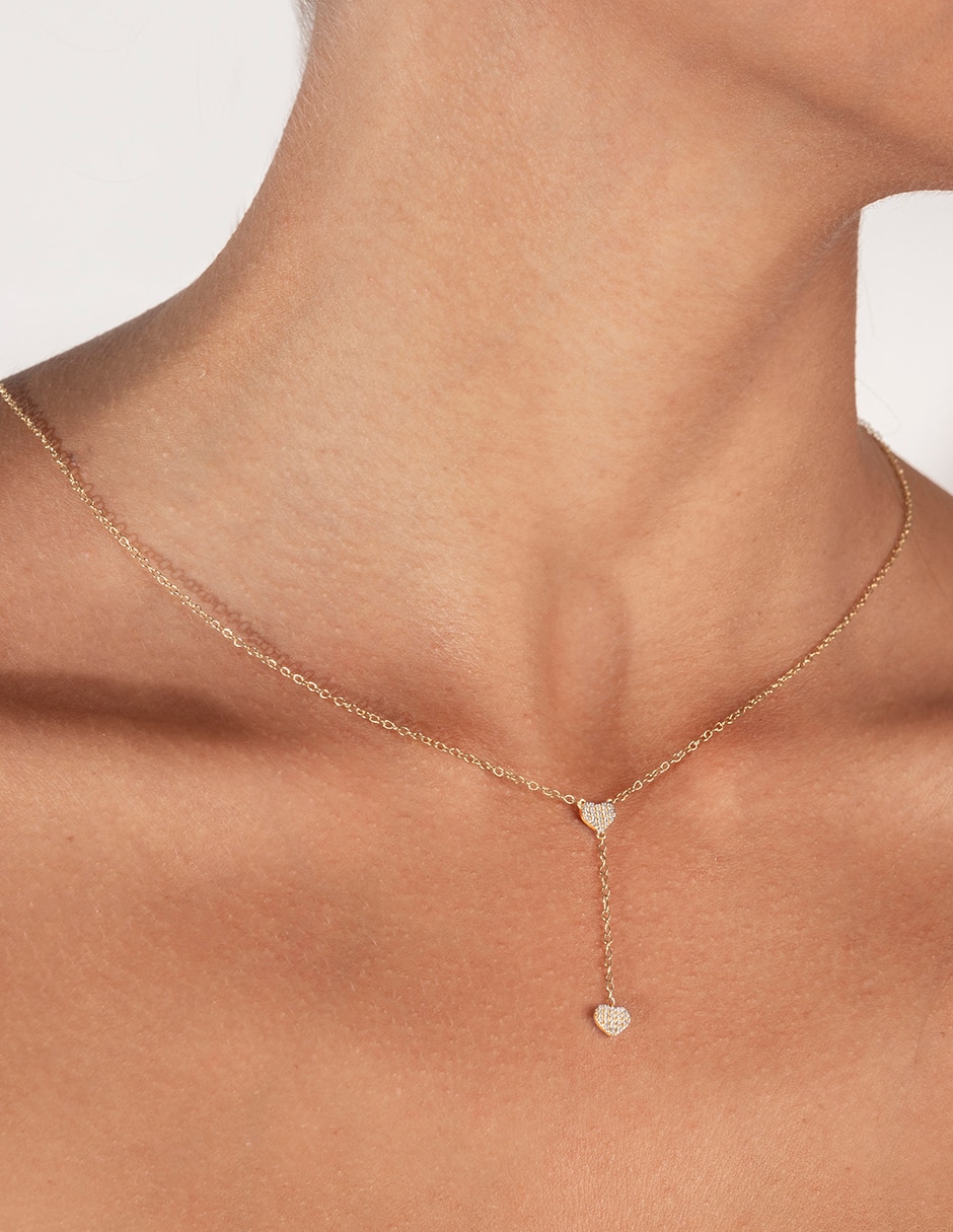 Collar de corazón de oro blanco 14 K 3