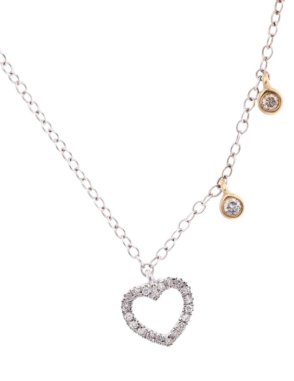 Collar de corazón de oro blanco 14 K Collar de corazón de oro blanco 14 K
