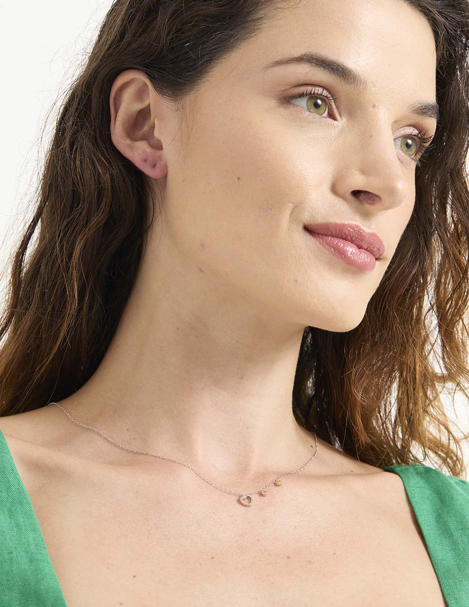 Collar de corazón de oro blanco 14 K 3