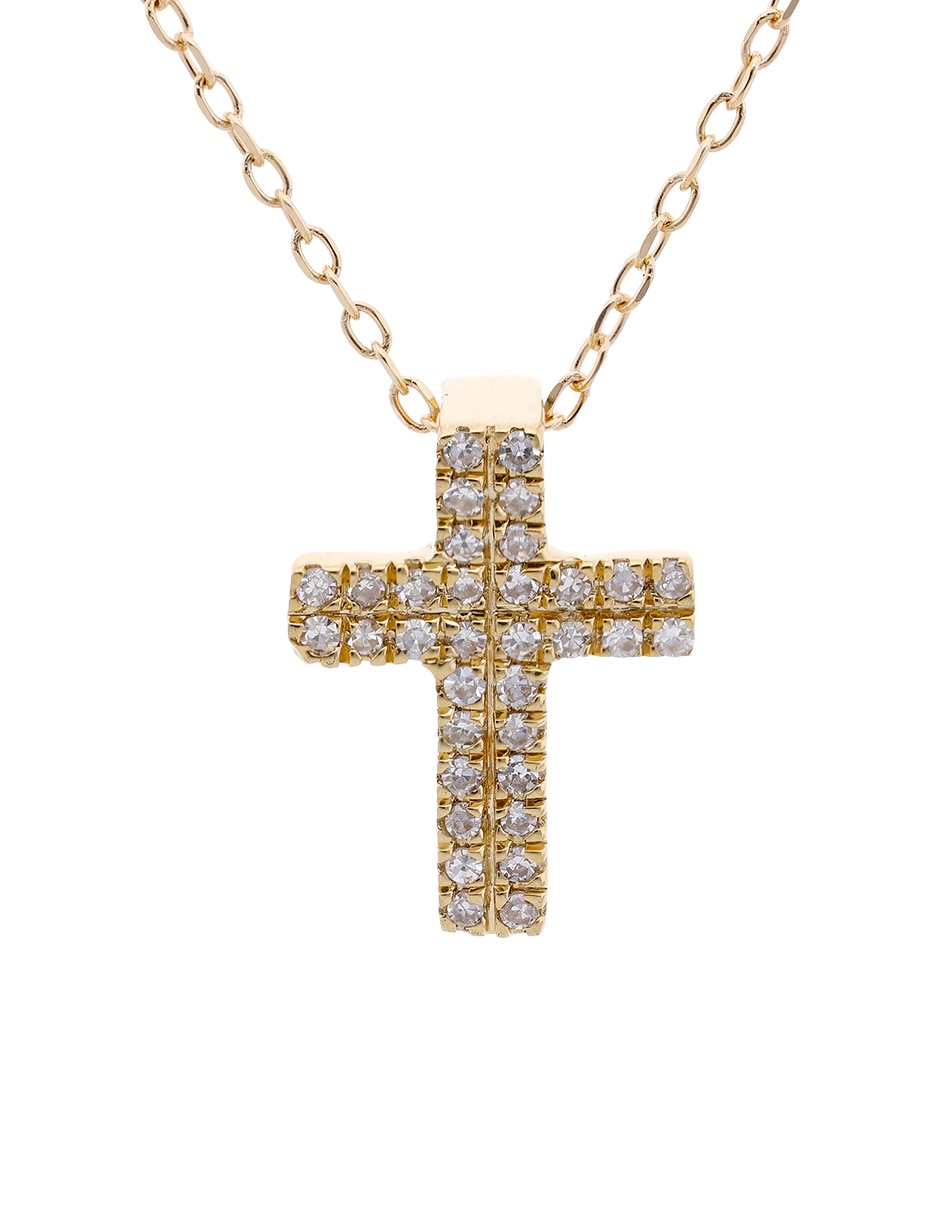 Collar con dije de cruz de oro amarillo 14 K