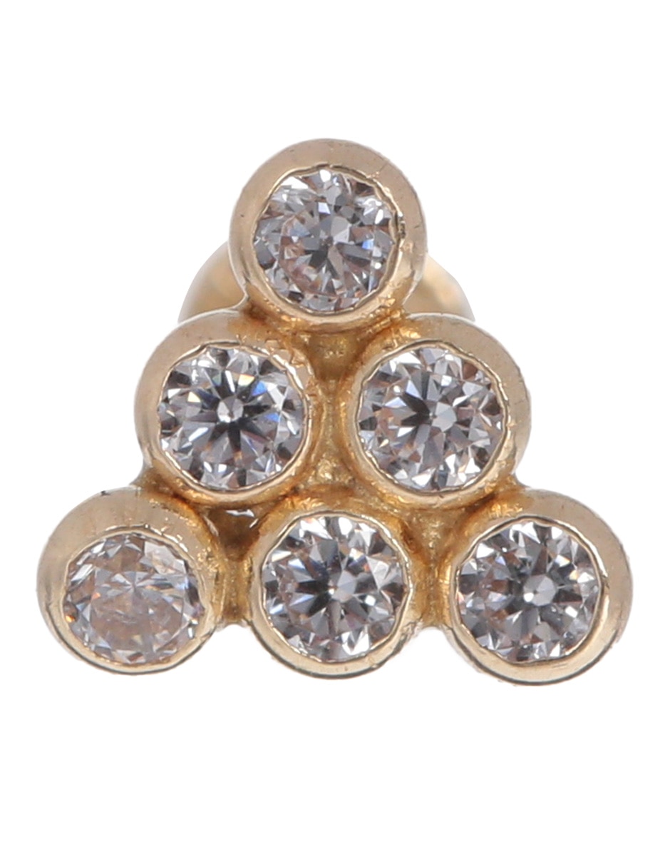 Broqueles triangulares de oro 14 K con acabado brillante circonita
