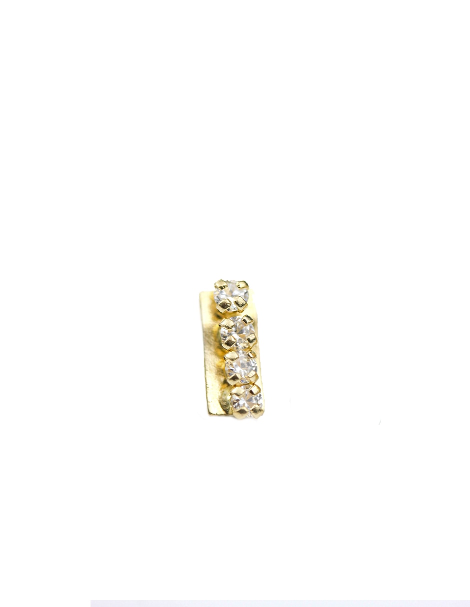 Broqueles rectangulares de oro 14 K con acabado brillante circonita