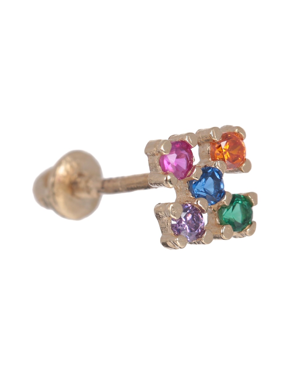 Broqueles de cruz de oro 14 K con acabado brillante circonita 2
