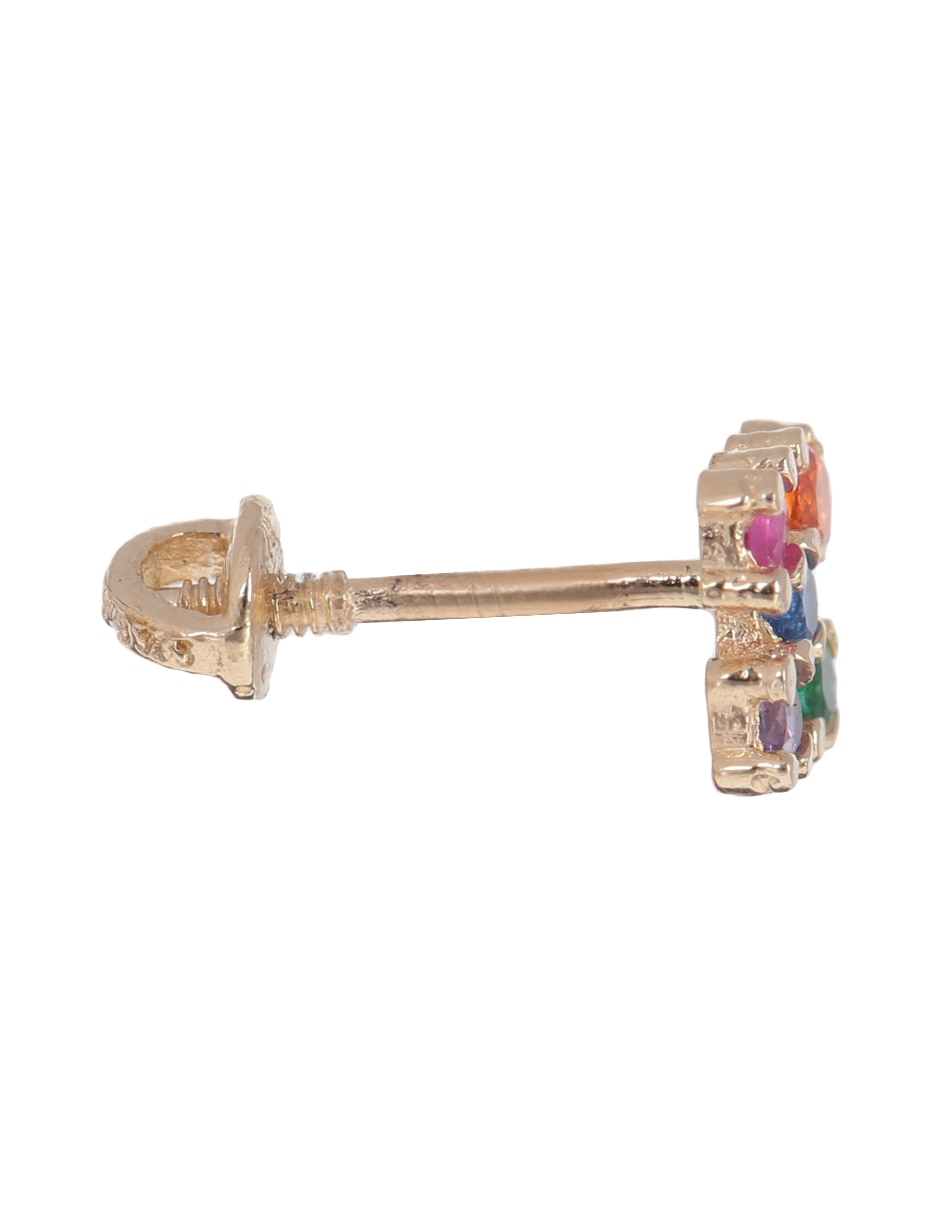 Broqueles de cruz de oro 14 K con acabado brillante circonita 3