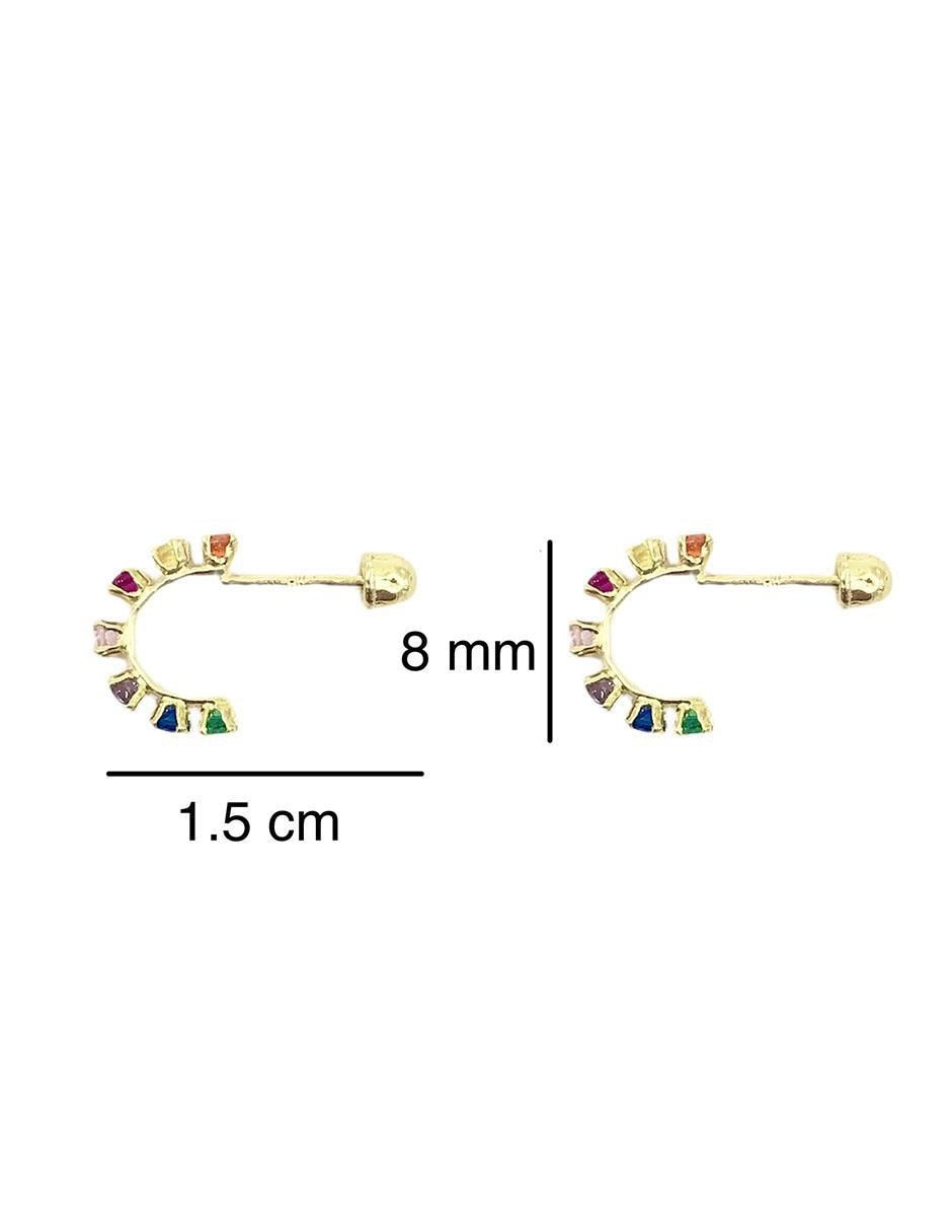 Broqueles de oro con acabado brillante zirconia