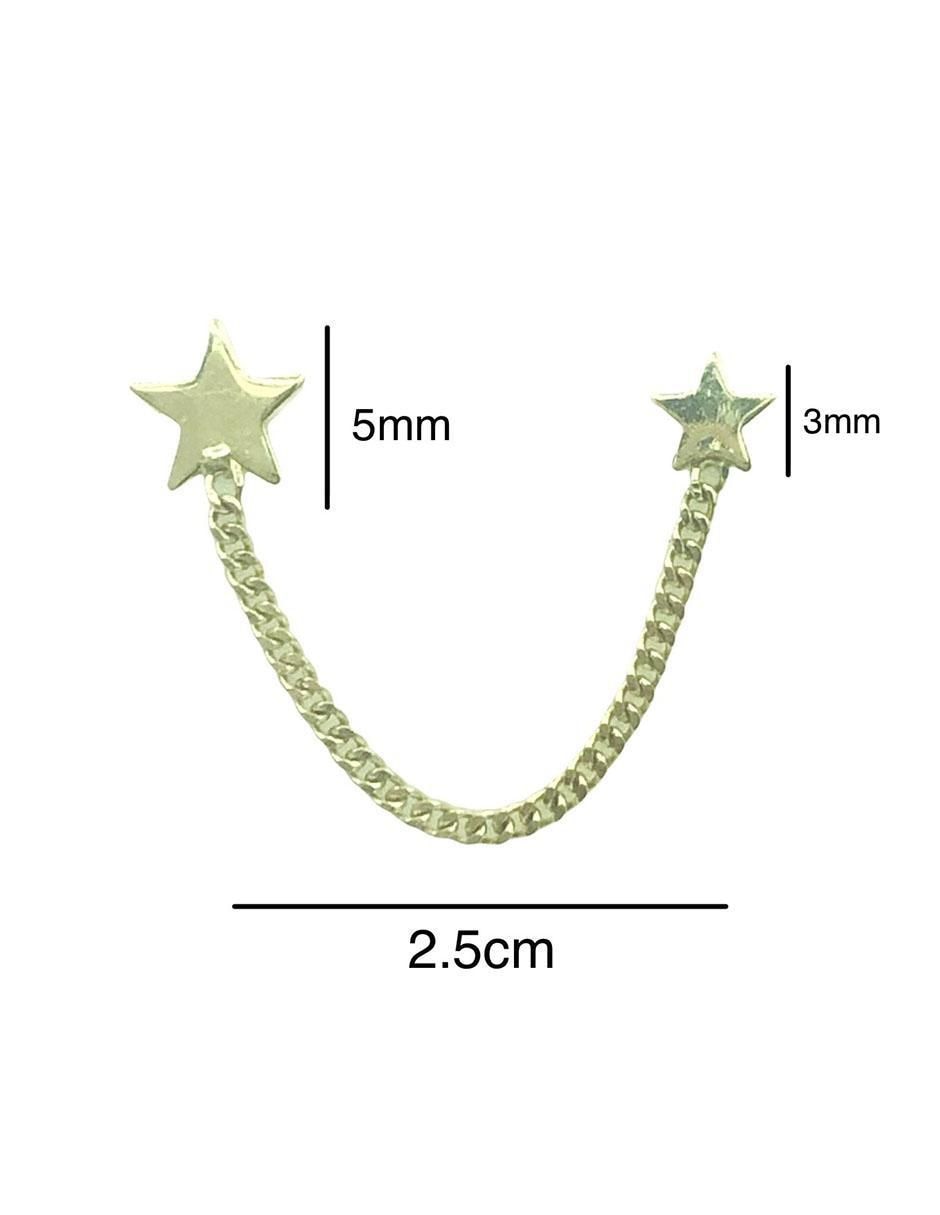 Piercing de estrella de oro con acabado brillante 2