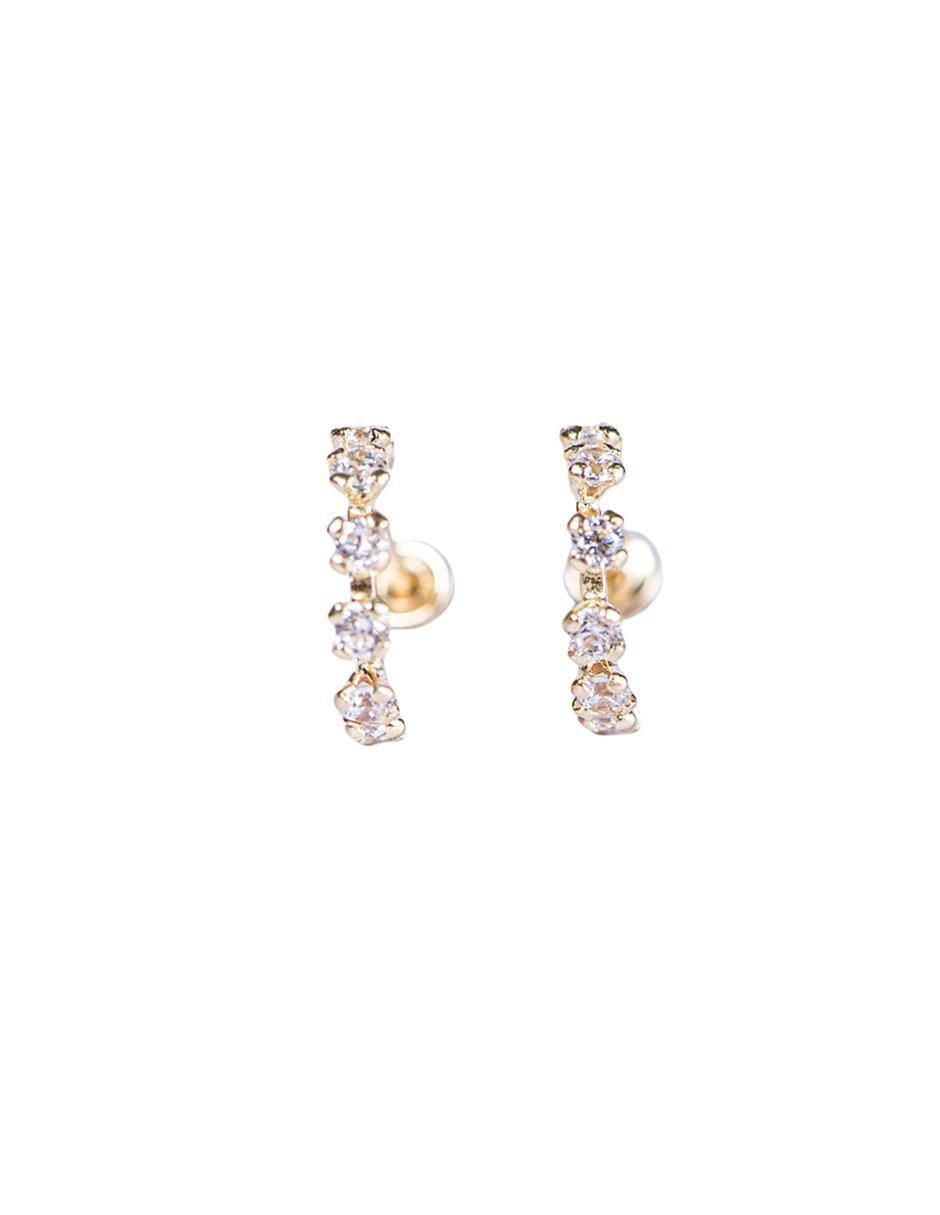 Broqueles de oro con acabado brillante zirconia