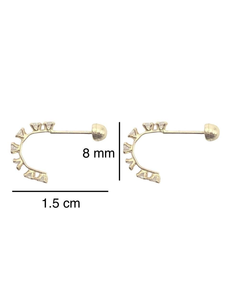 Broqueles de oro con acabado brillante zirconia 2