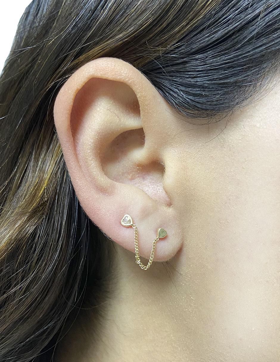 Piercing de corazón de oro con acabado brillante zirconia 3