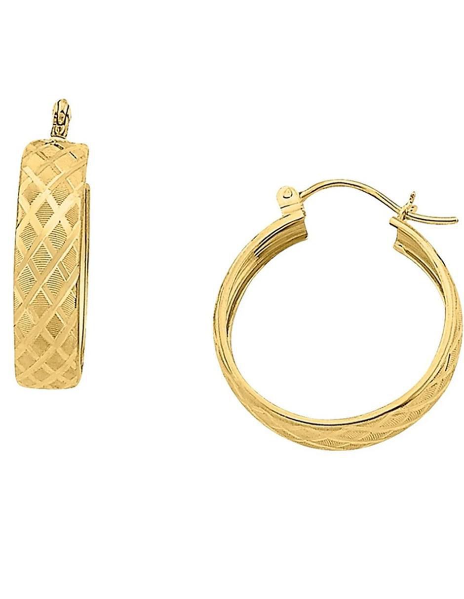 Aretes de aro redondos de oro con acabado brillante 2