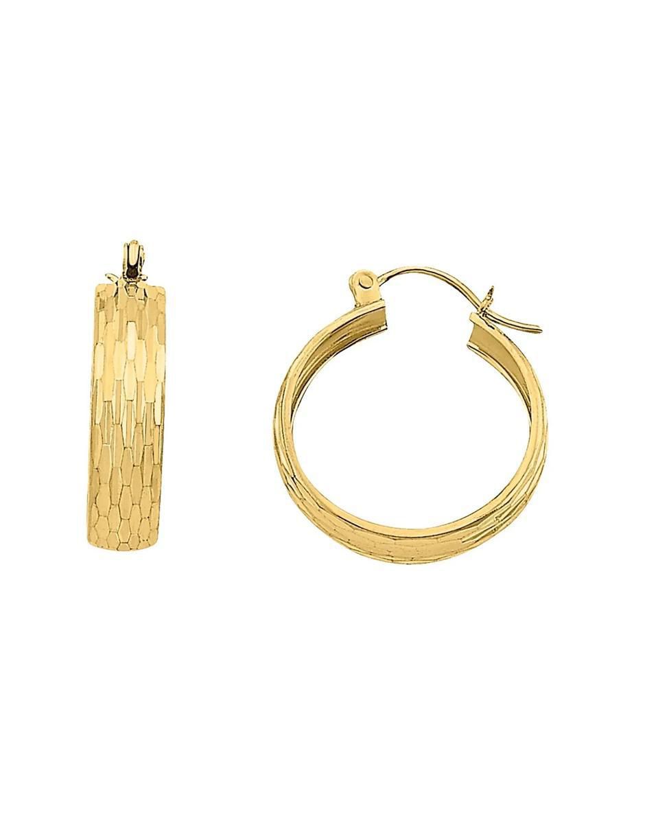 Aretes de aro redondos de oro con acabado brillante 4