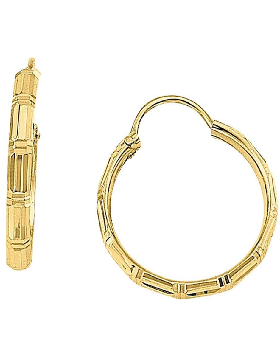 Aretes de aro redondos de oro con acabado brillante 3