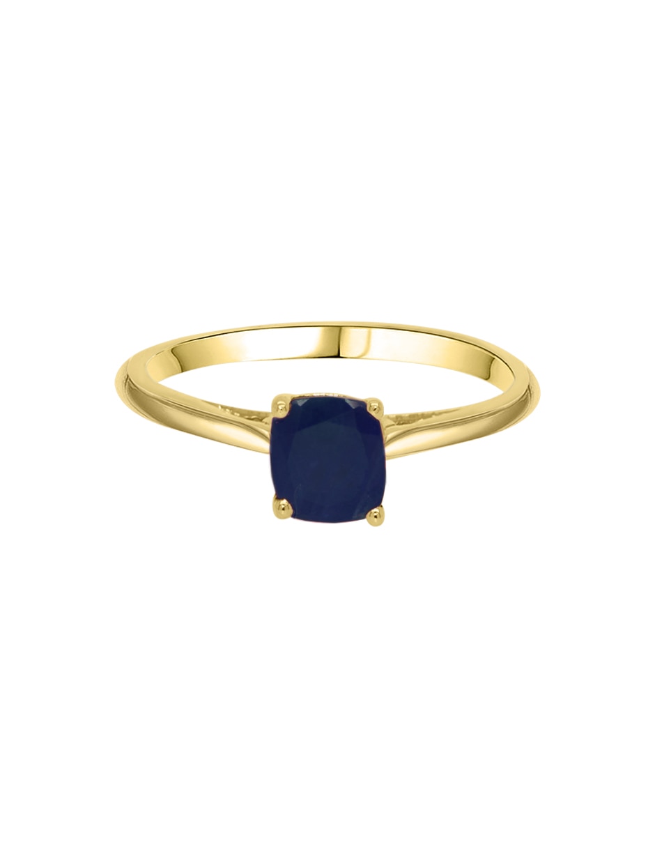 Anillo cuadrado 14 k de oro amarillo brillante