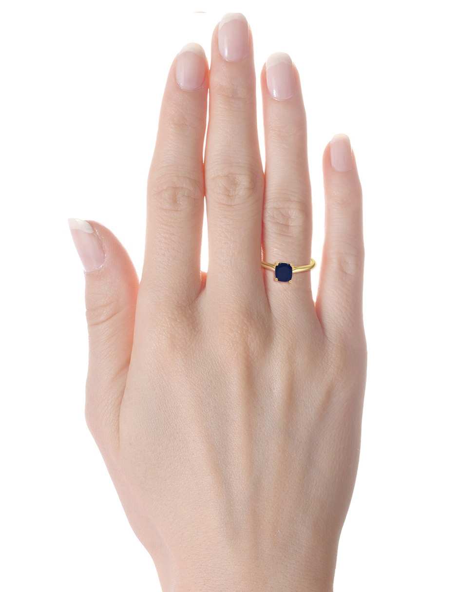 Anillo cuadrado 14 k de oro amarillo brillante 3