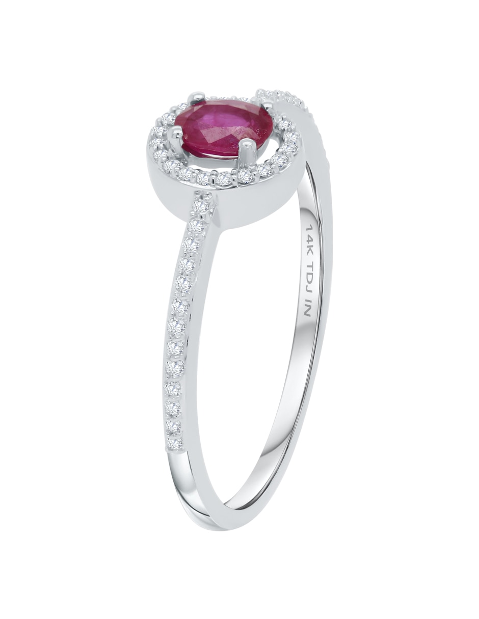 Anillo ovalado 14 k de oro blanco diamante brillante 2