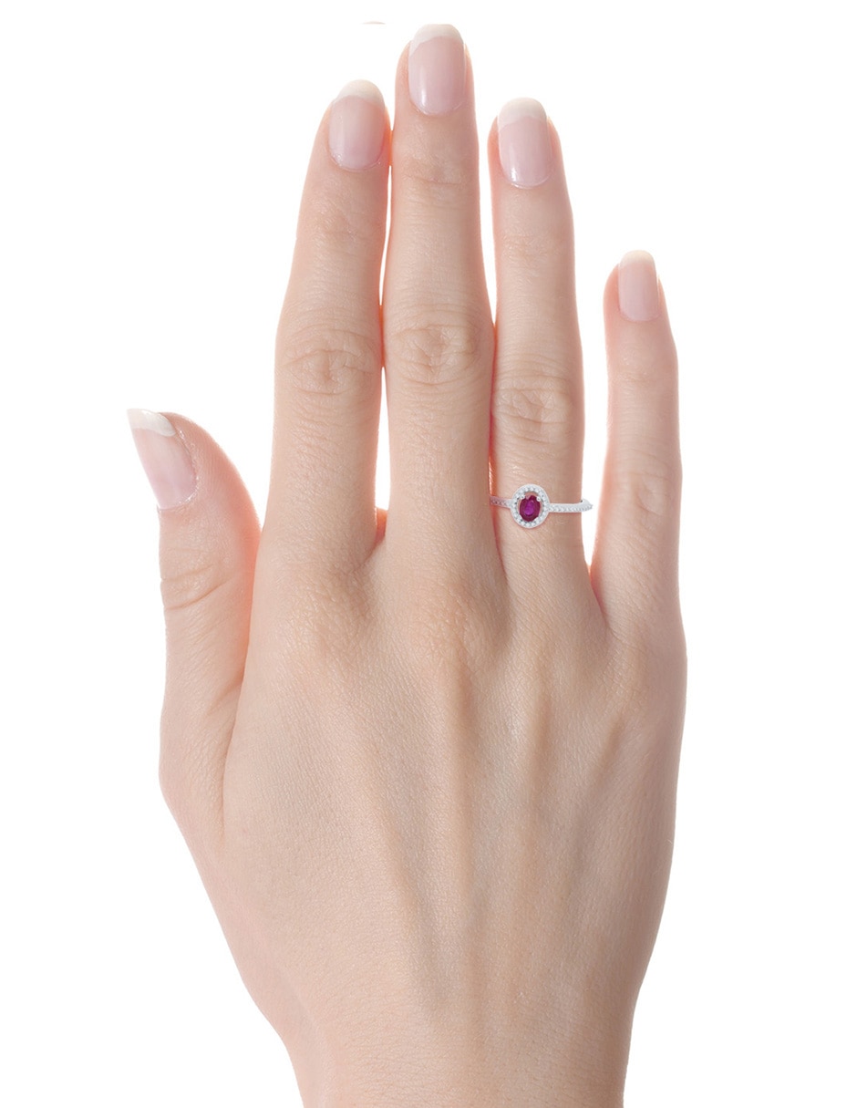 Anillo ovalado 14 k de oro blanco diamante brillante 3