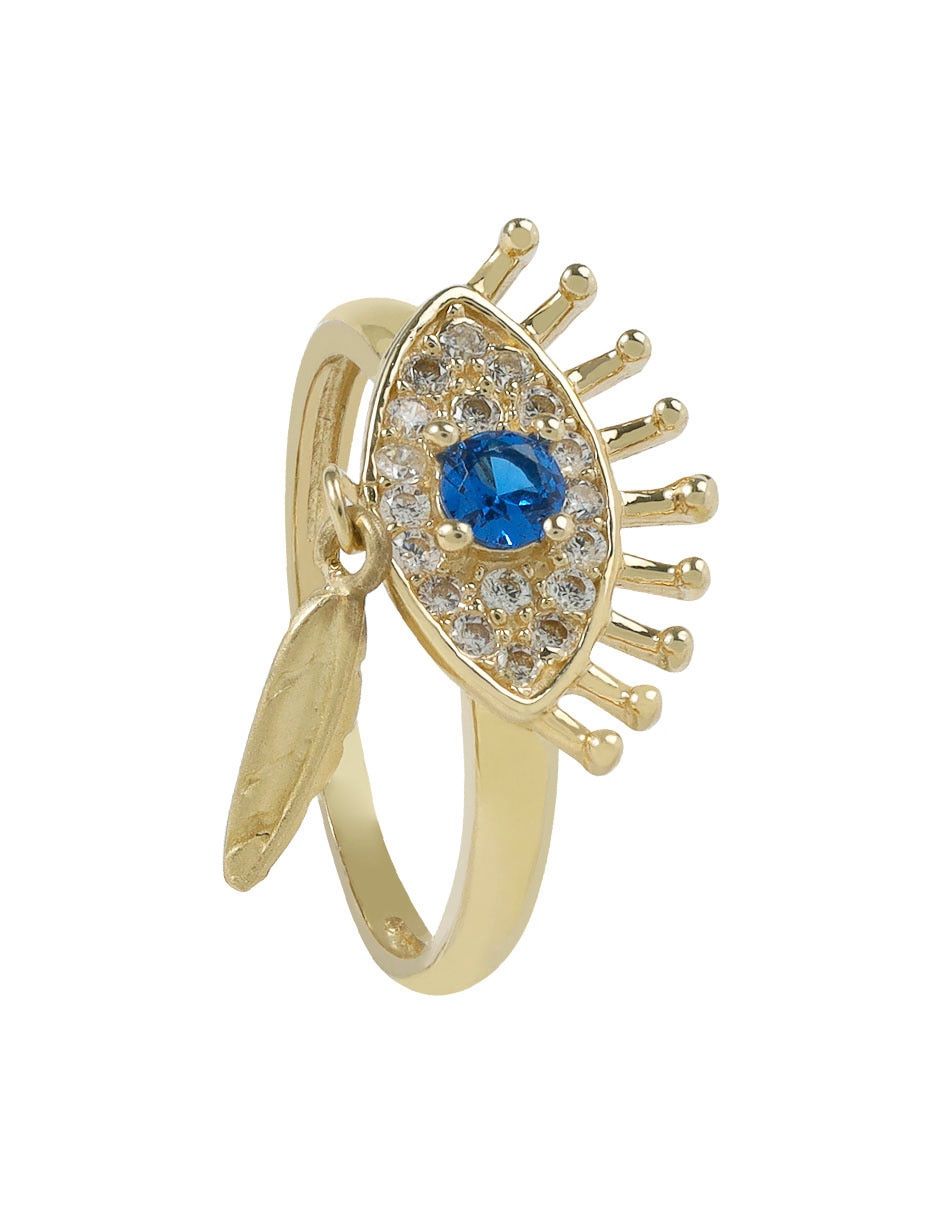 Anillo de ojo 14 k de oro amarillo zirconia brillante 2