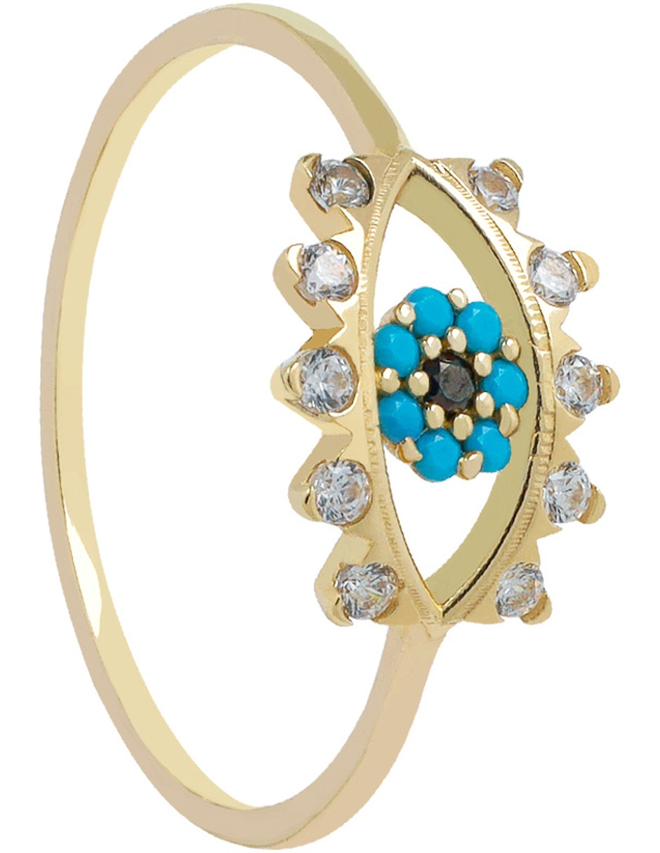 Anillo de ojo 14 k de oro zirconia brillante 2