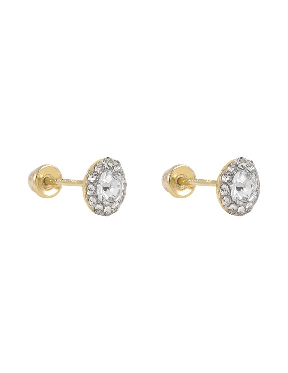 Broqueles redondos de oro zirconia 2