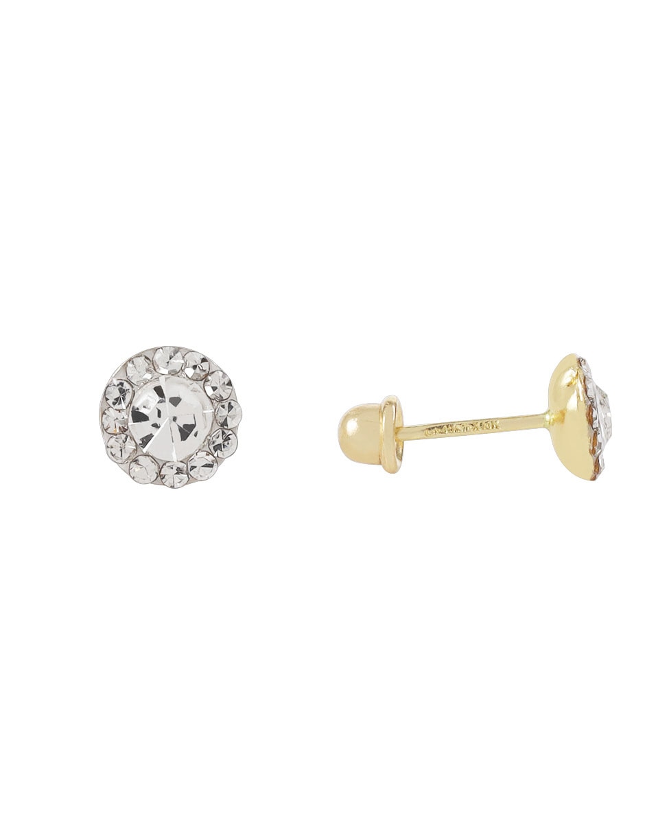 Broqueles redondos de oro zirconia 3