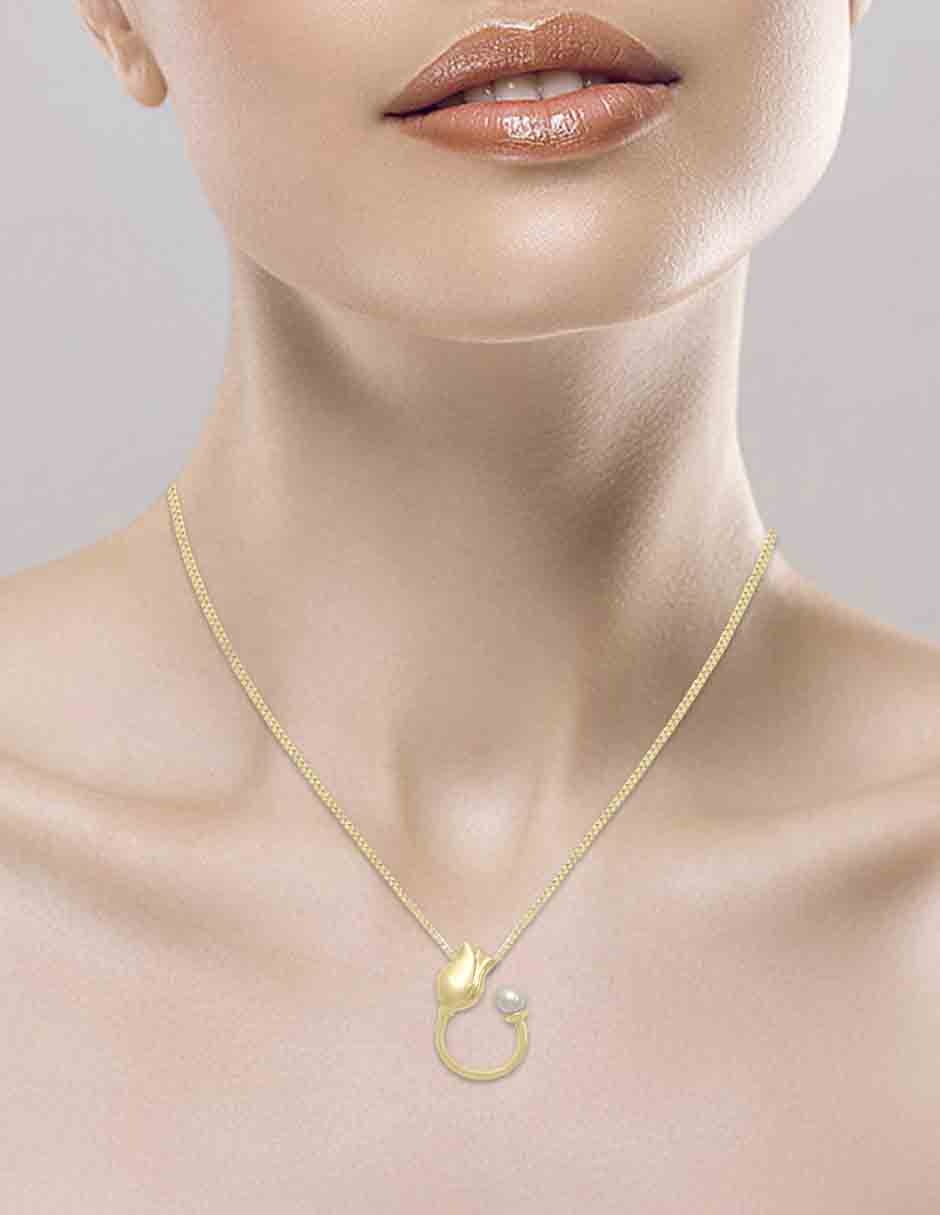 Dije de flor tulipan de oro amarillo 14 K 4