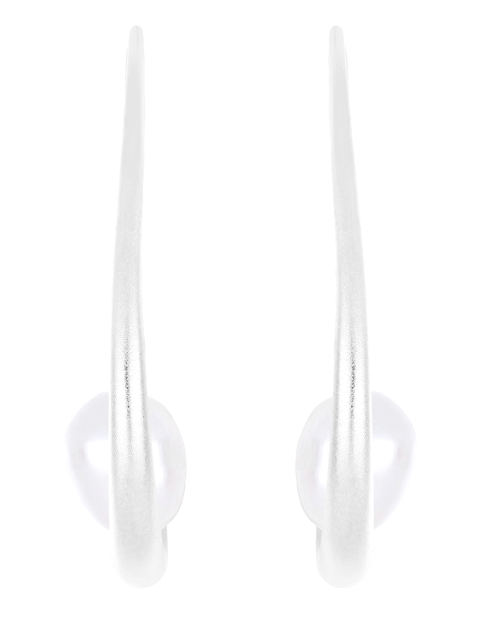 Arracadas de plata P 925 con acabado liso perla Arracadas de plata P 925 con acabado liso perla