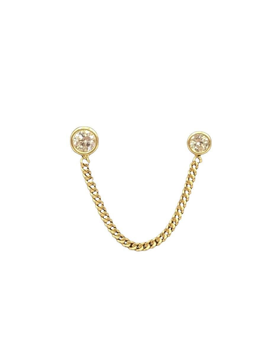 Piercing redondos de oro con acabado brillante zirconia 1