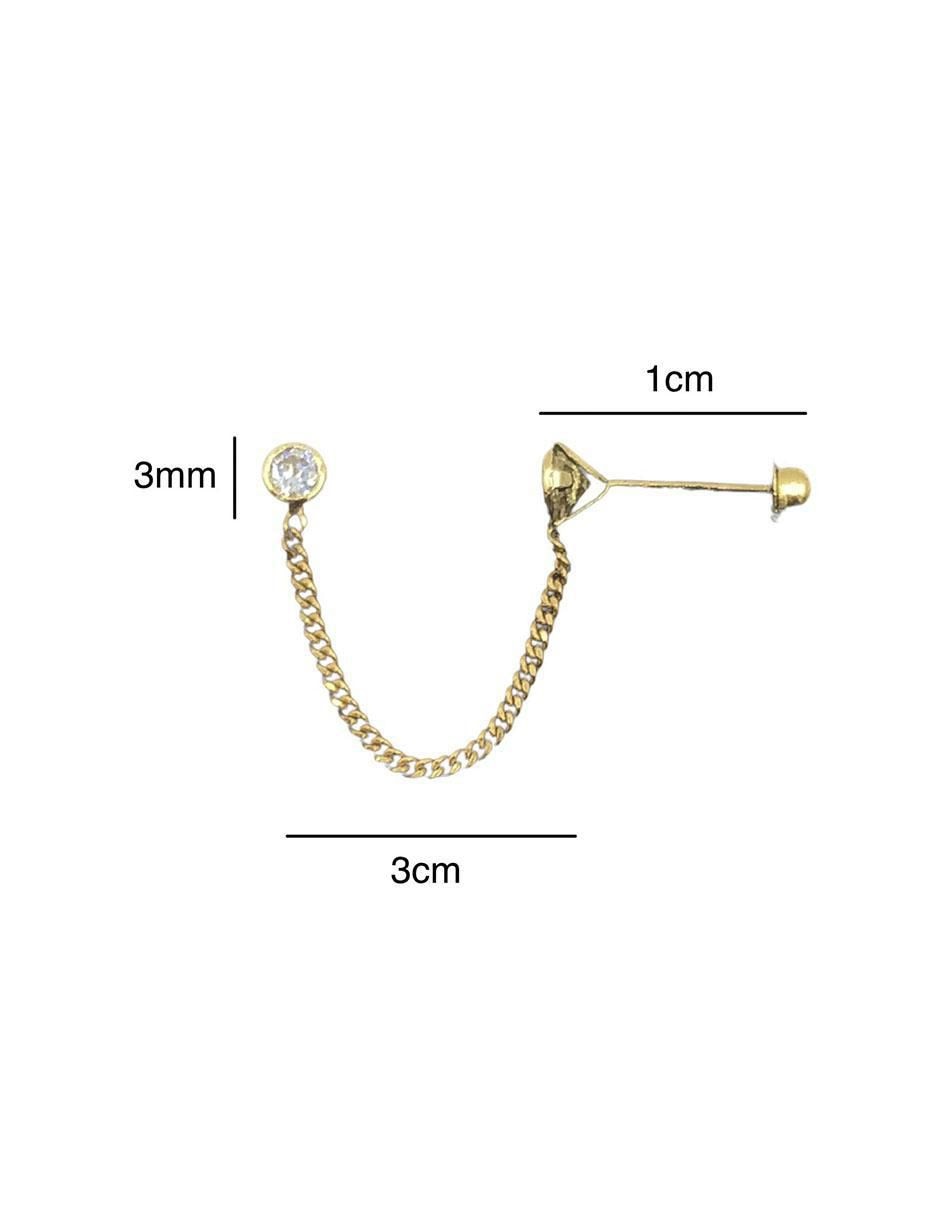 Piercing redondos de oro con acabado brillante zirconia
