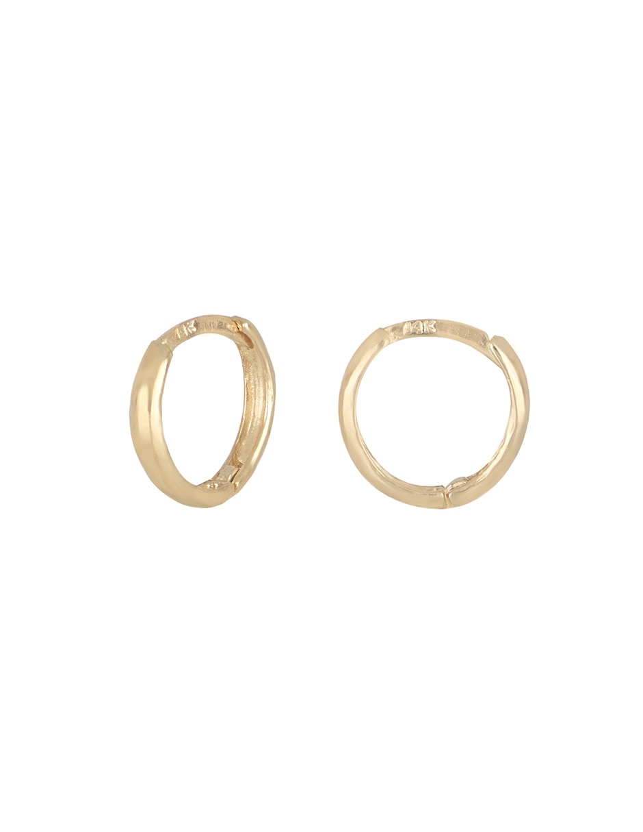 Arracadas de oro amarillo 14 K con acabado liso 2