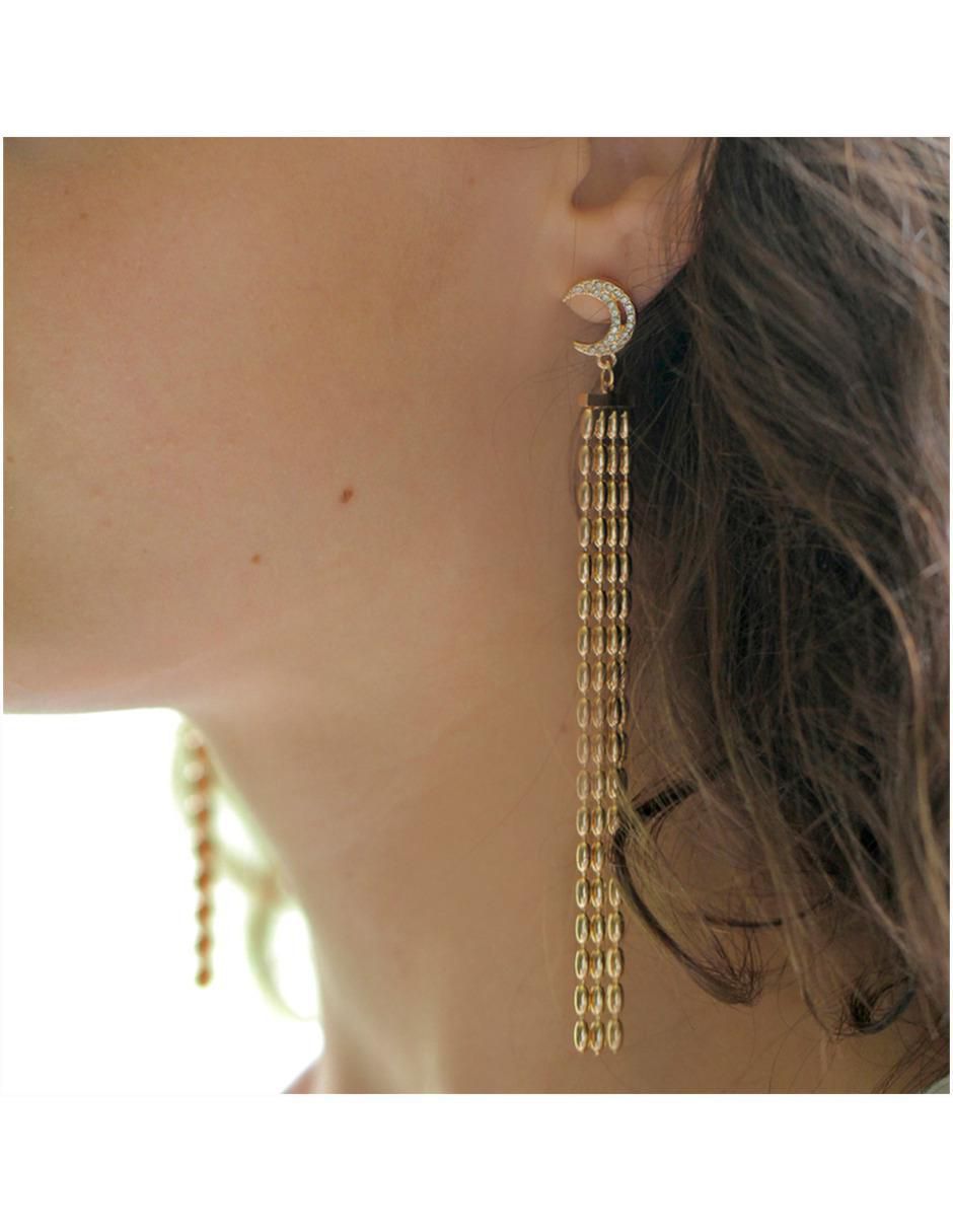 Aretes con acabado baño de oro zirconia 5