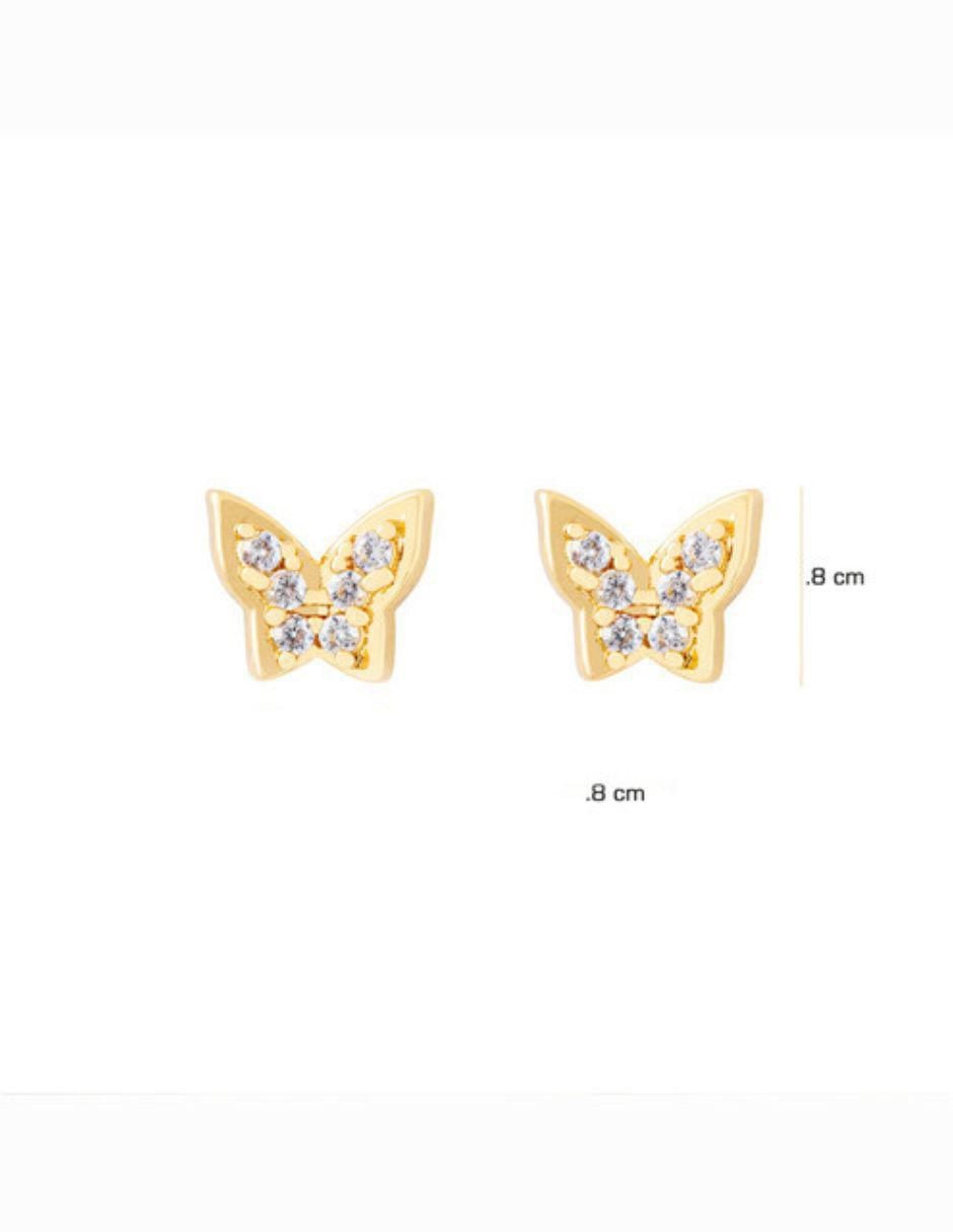 Broqueles de mariposa con acabado baño de oro zirconia 3