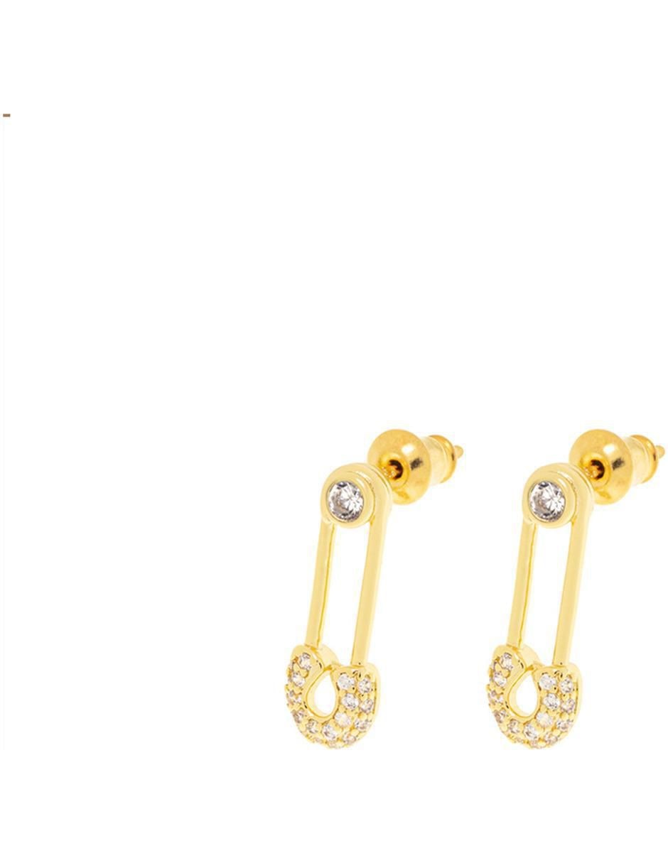 Aretes con acabado baño de oro zirconia 2