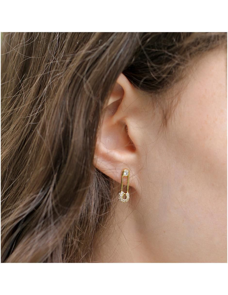 Aretes con acabado baño de oro zirconia 3
