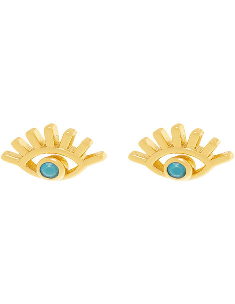 Broqueles con acabado baño de oro zirconia