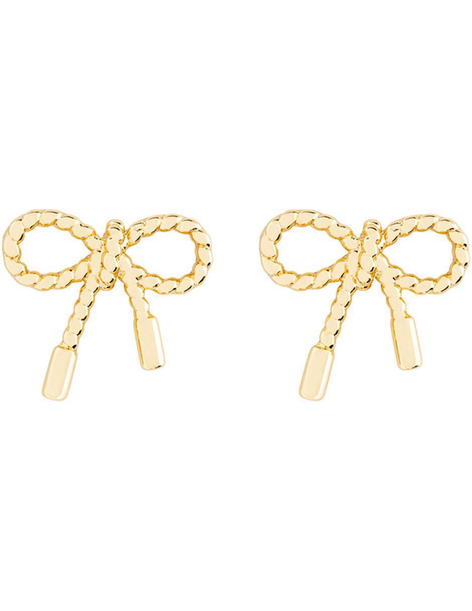 Broqueles de moño con acabado baño de oro