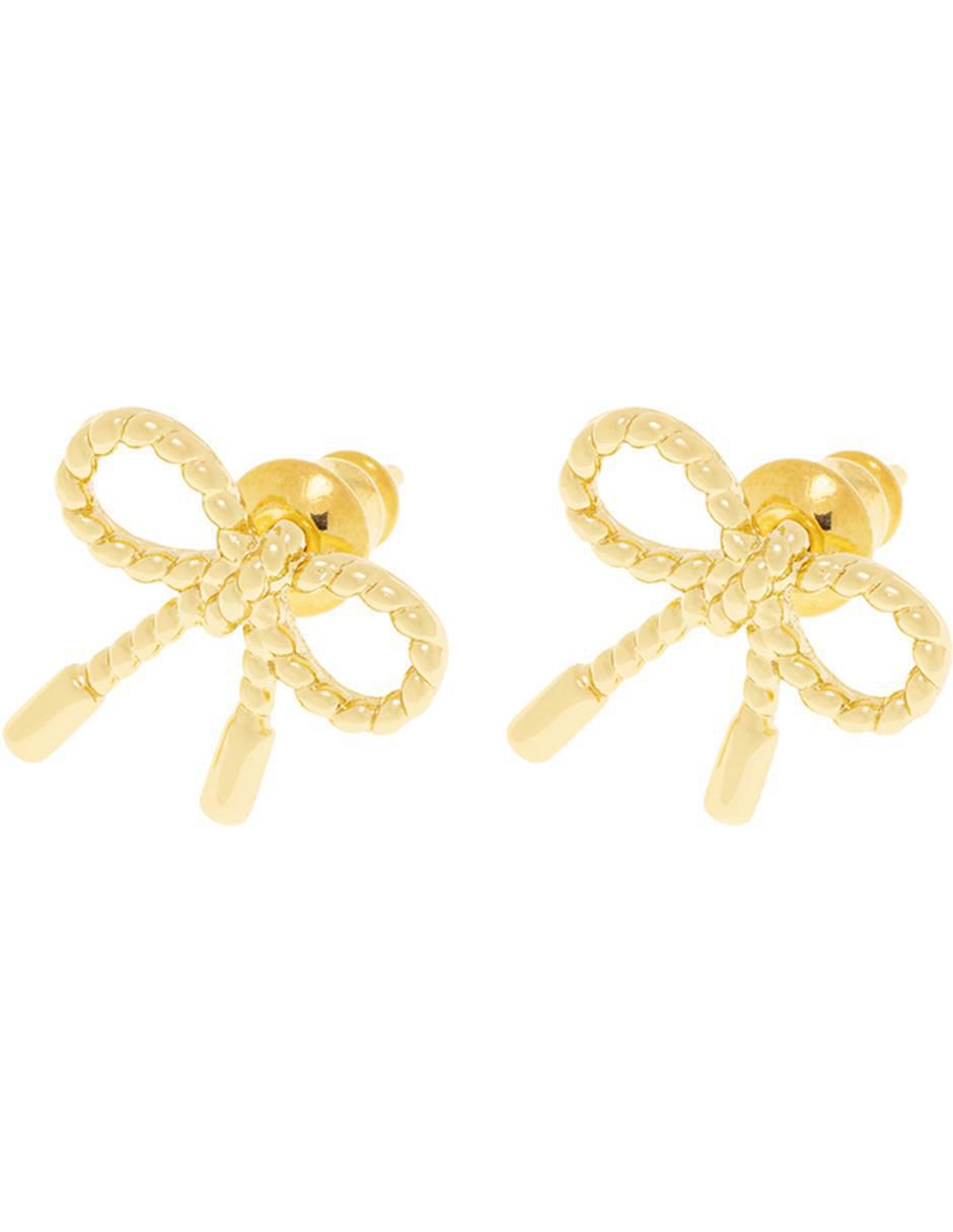 Broqueles de moño con acabado baño de oro 2