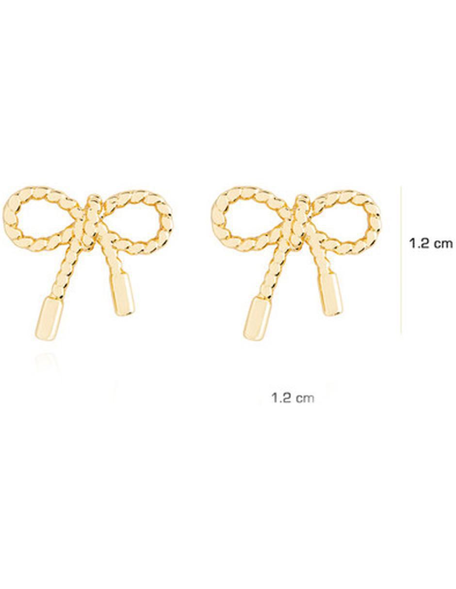 Broqueles de moño con acabado baño de oro 3