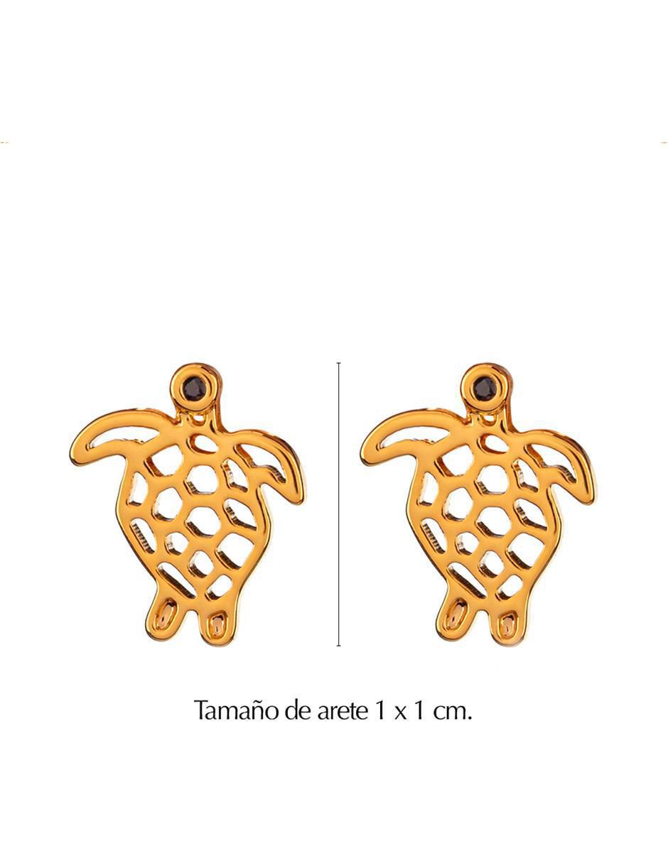 Broqueles de tortuga con acabado baño de oro zirconia 3