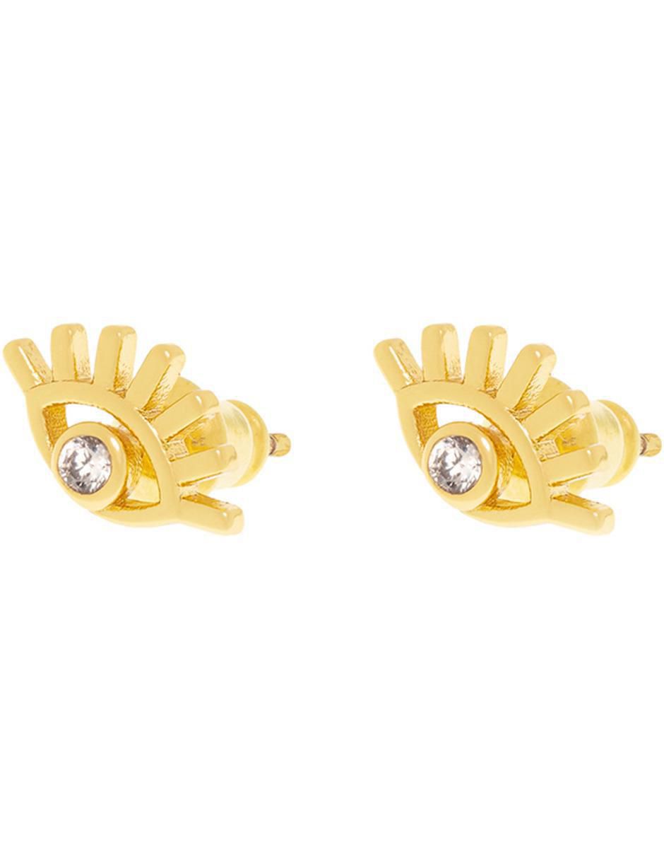 Broqueles con acabado baño de oro zirconia 2