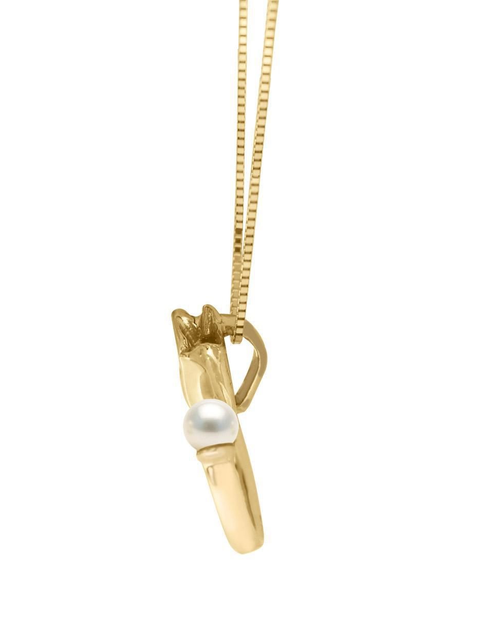Colgante Y Dije de flor tulipan de oro amarillo 14 K perla 3