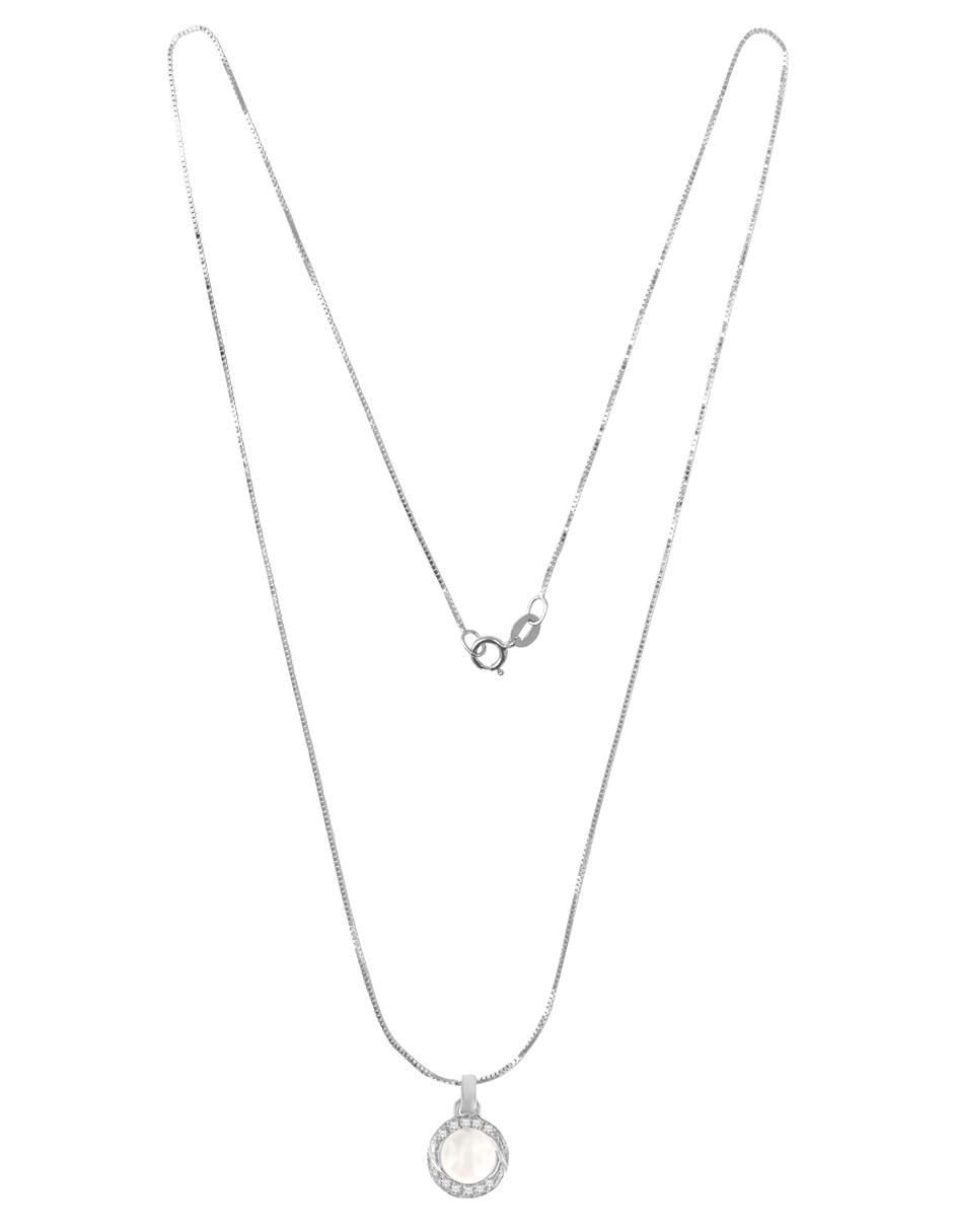 Colgante Y Dije de clásico erika de oro blanco 14 K perla y diamante