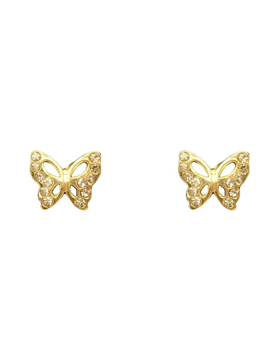 Broqueles de mariposa de oro zirconia