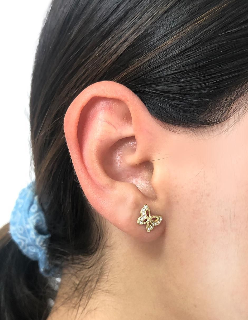 Broqueles de mariposa de oro zirconia 2
