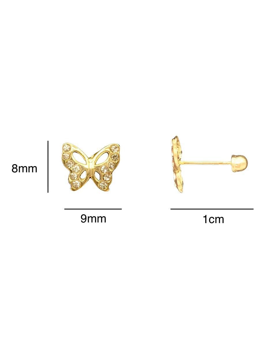 Broqueles de mariposa de oro zirconia 3