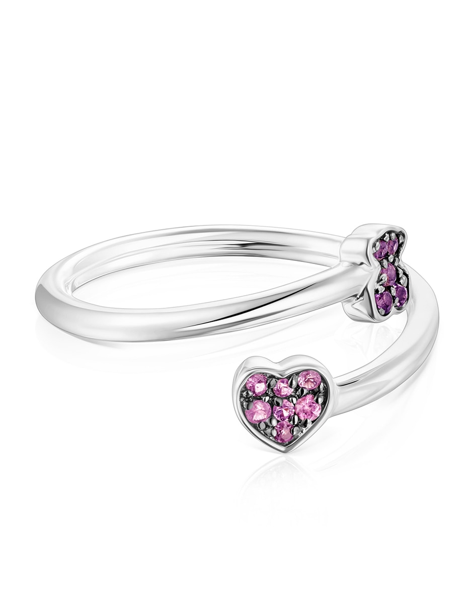 Anillo de corazón Motif P 925 de plata zafiro brillante 2