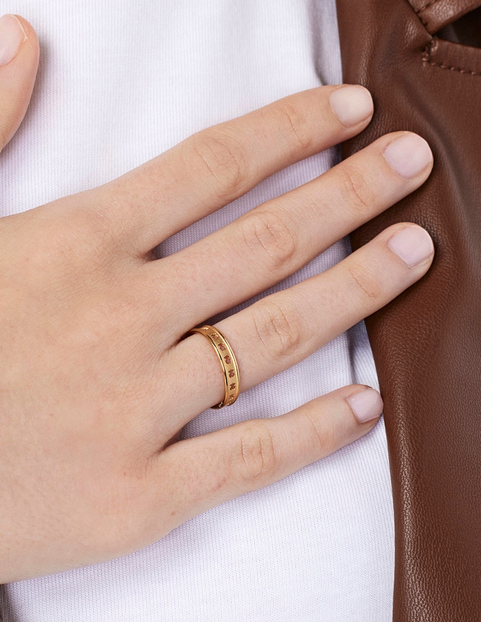 Anillo Bear row P 925 de plata vermeil brillante 5