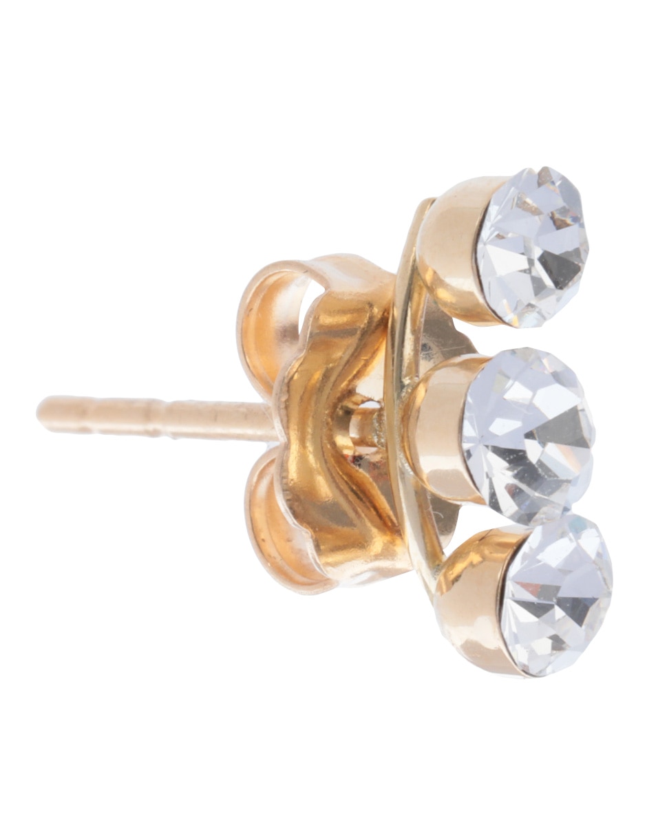 Broqueles de oro amarillo 14 K con acabado brillante cristal 2