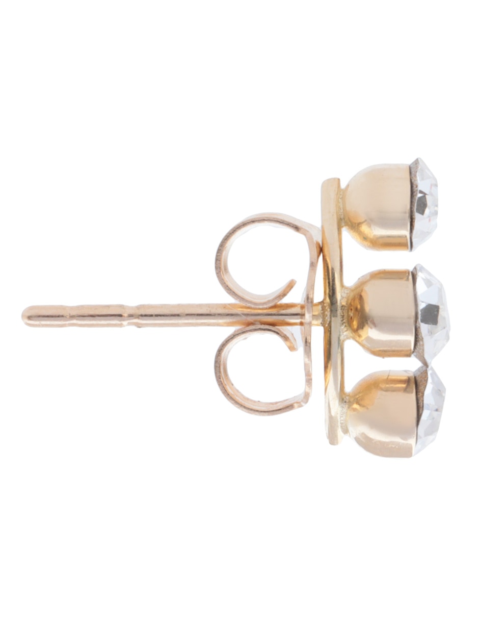 Broqueles de oro amarillo 14 K con acabado brillante cristal 3